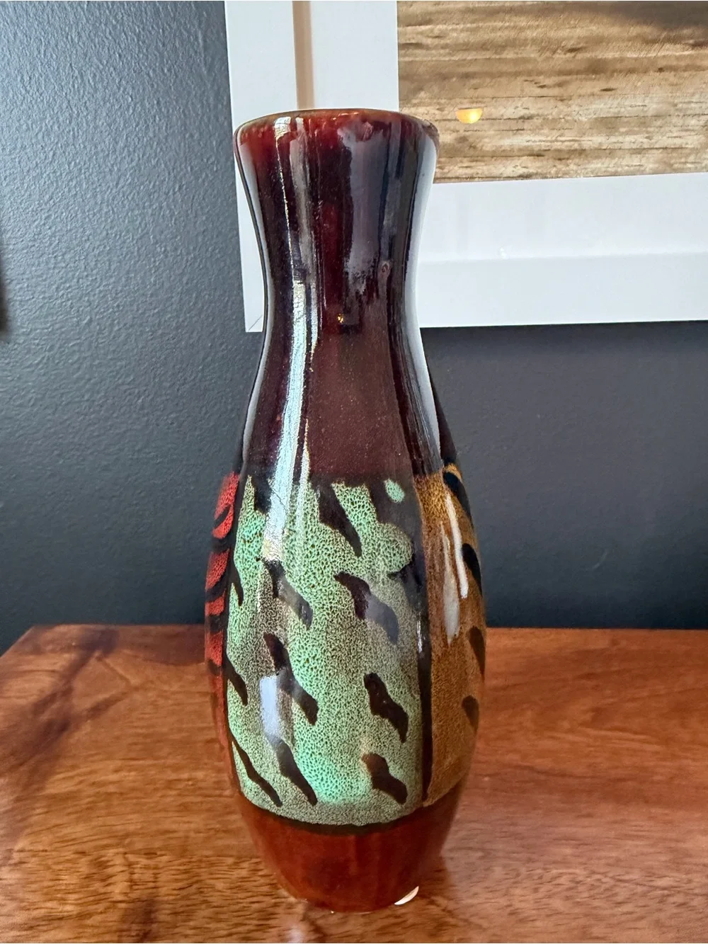 Decorative Ceramic Vase in Deep Red and Black